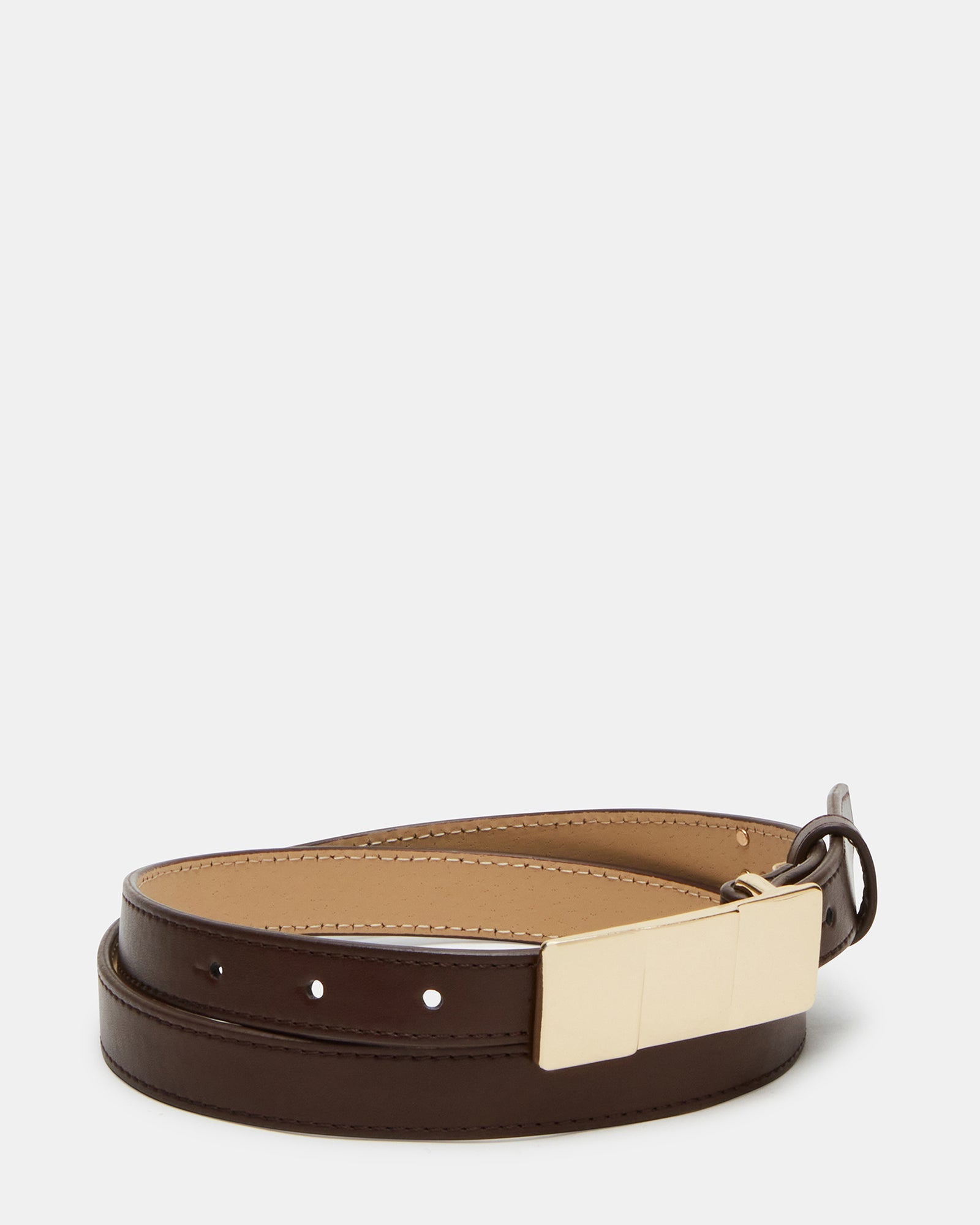STACKED SQUARE BUCKLE BELT CHOCOLATE