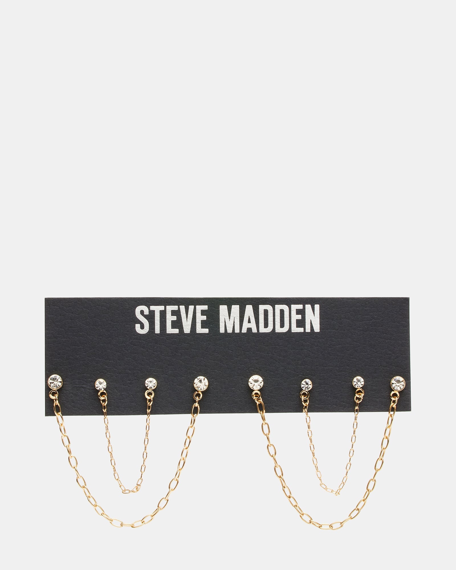 CRYSTAL CHAIN EARRINGS SET GOLD