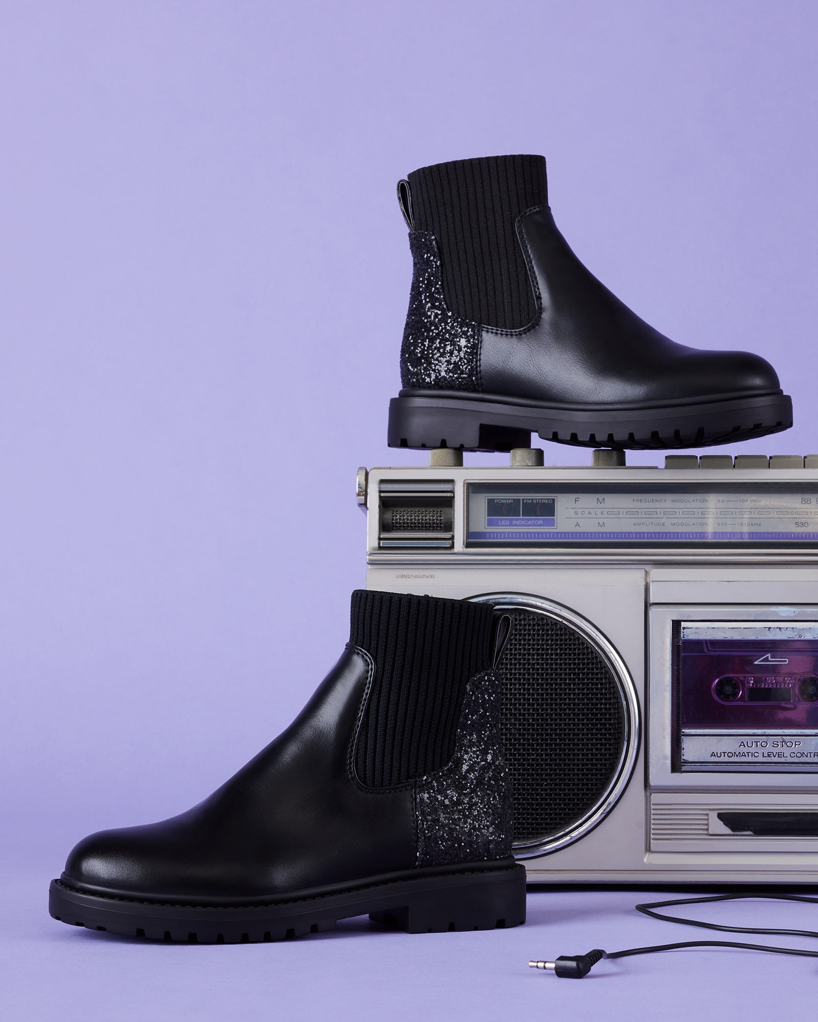 KIDS' LILYANA BLACK GLITTER