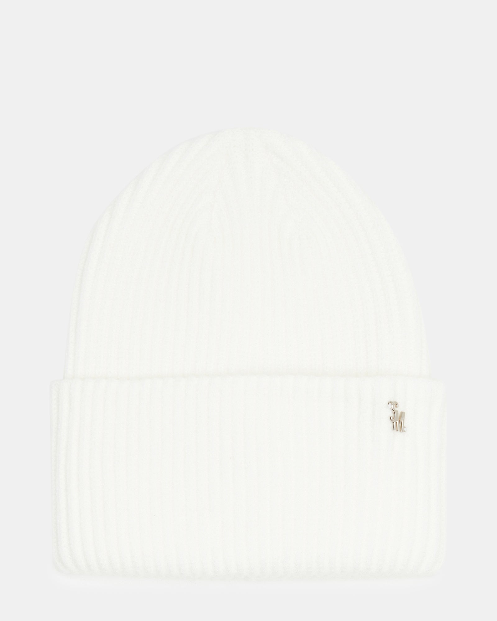 DOUBLE LAYER RIBBED KNIT BEANIE IVORY