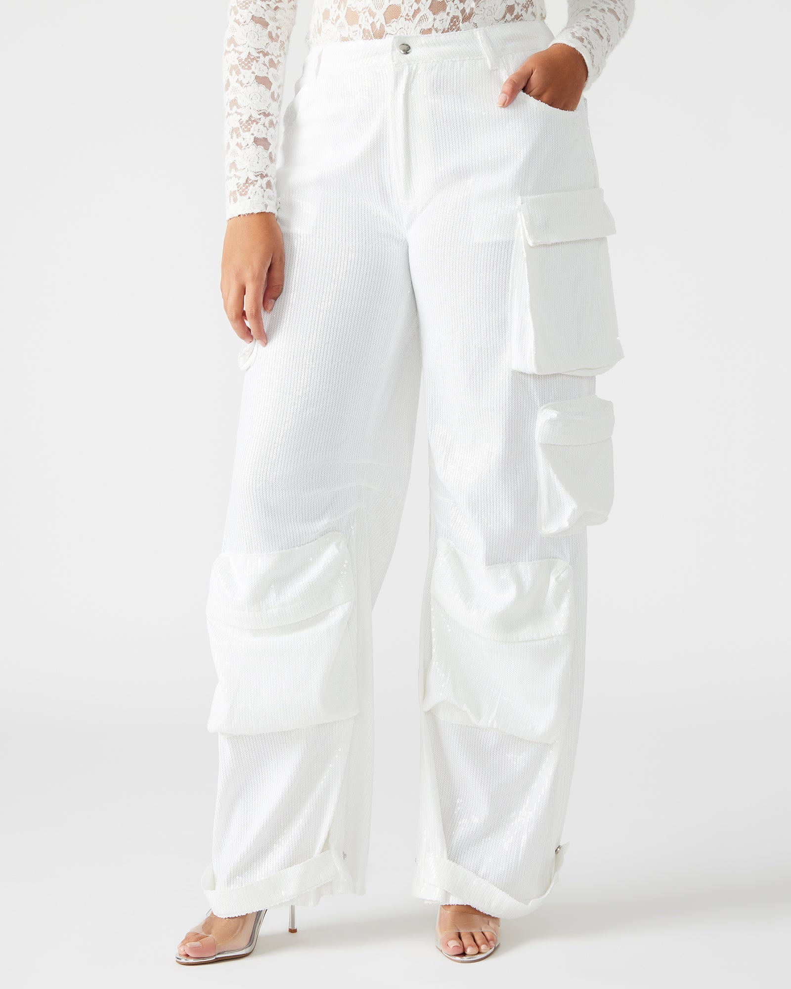 DUO SEQUIN PANT WHITE