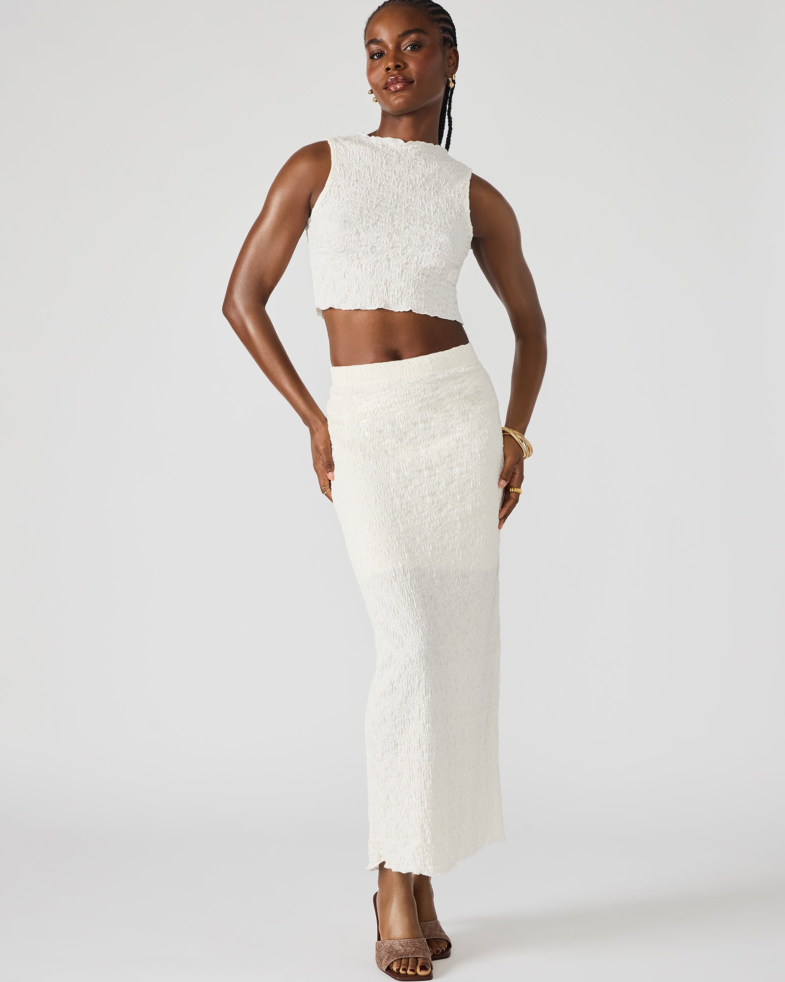 SEASIDE MAXI SKIRT SET CREAM