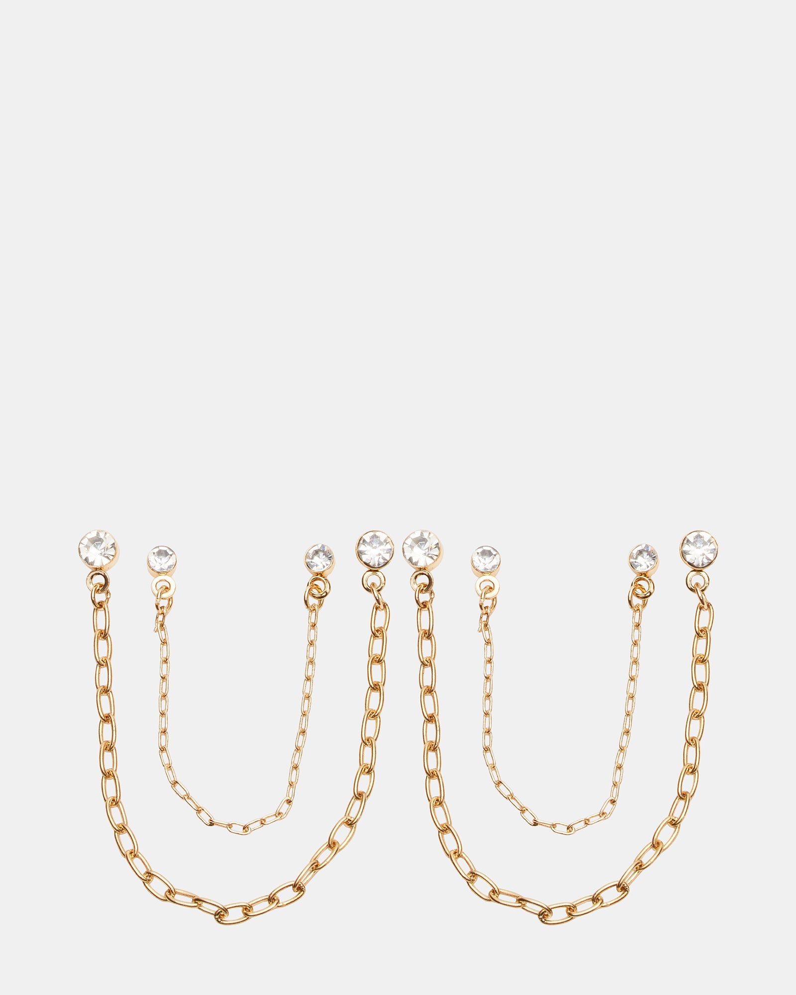 CRYSTAL CHAIN EARRINGS SET GOLD
